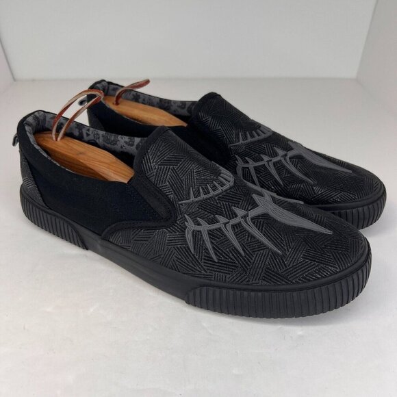 Ground Up Mens Black Panther Marvel Comics Low Canvas Size 11.5 Slip On Shoes - Picture 2 of 11